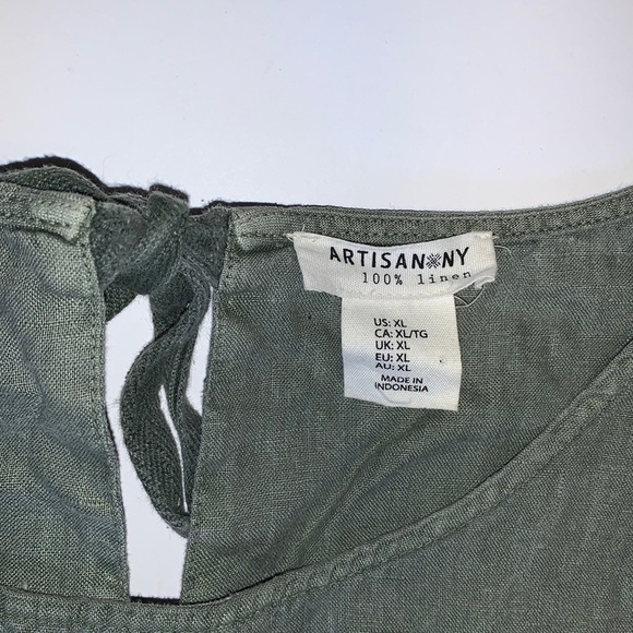 Artisan NY Green Linen Babydoll Dress - Women’s Size XL - Picture 6 of 10